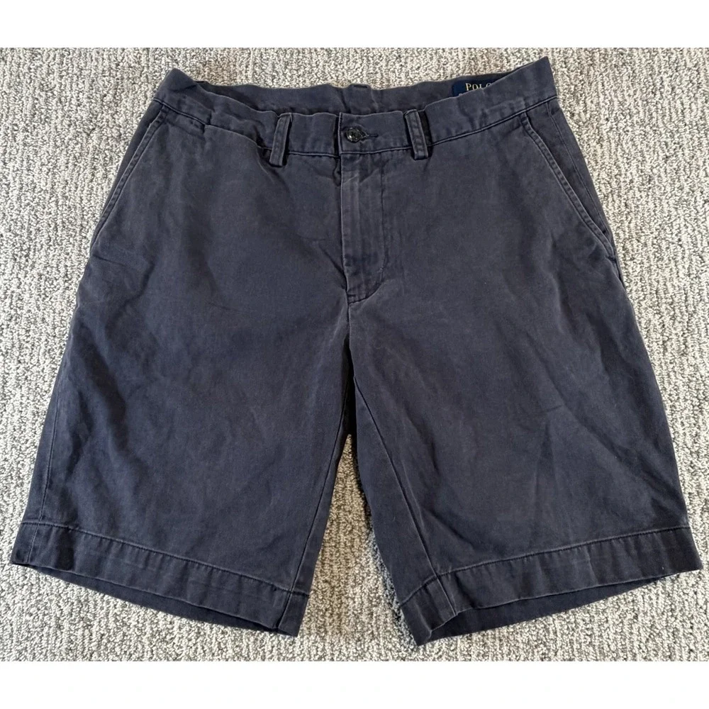 Polo Ralph Lauren Chino Classic Shorts‎ Men 29 (30) Navy Blue Stretch Preppy